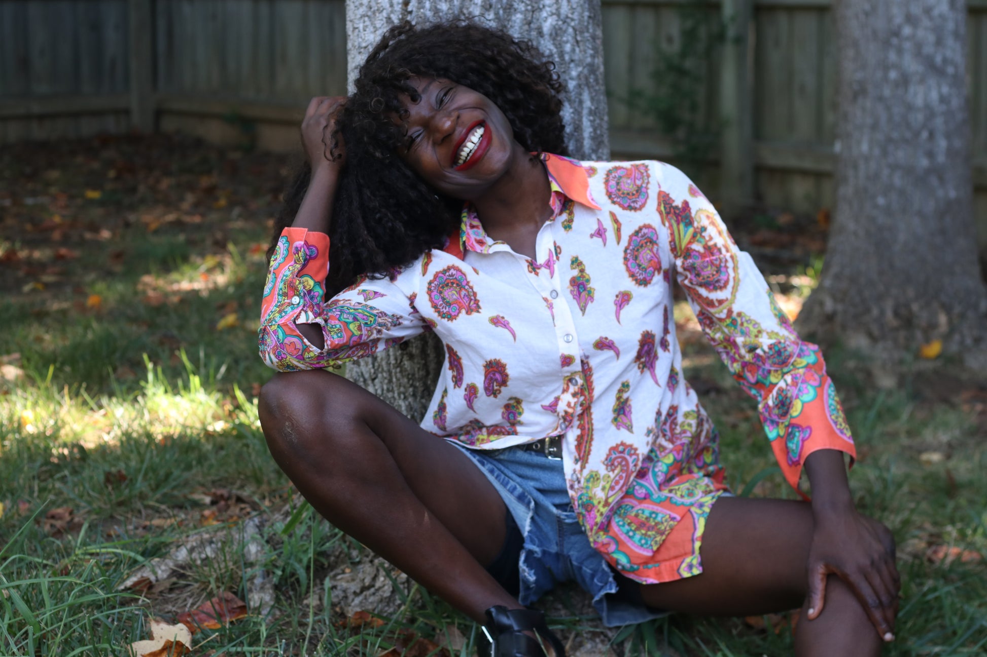 Bella Sky 70s Style Paisley Cotton Shirt