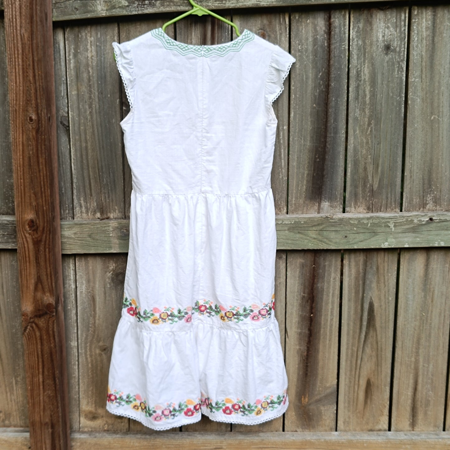 Jade Melody Tam Embroidered White Cotton Boho Peasant Midi Dress