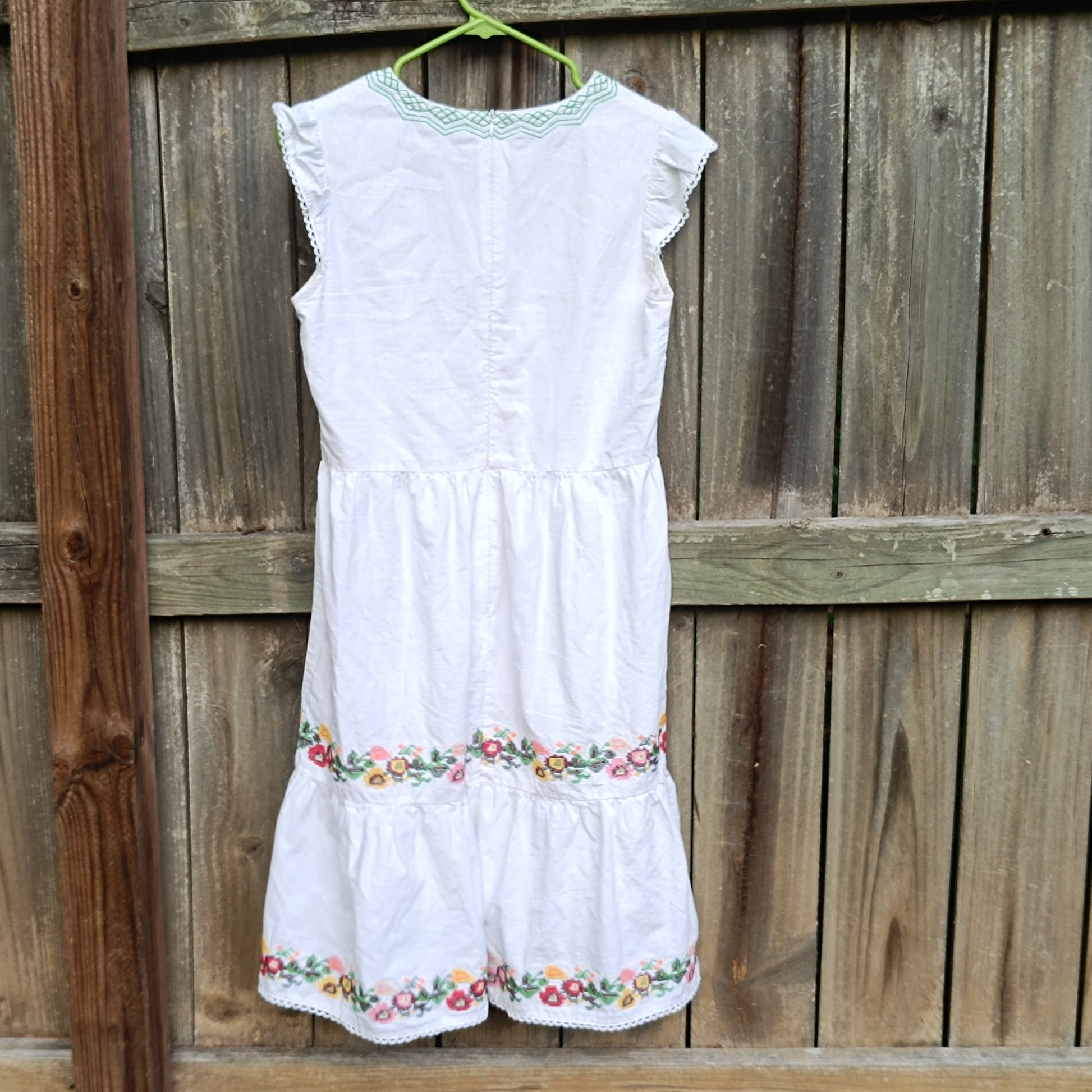 Jade Melody Tam Embroidered White Cotton Boho Peasant Midi Dress