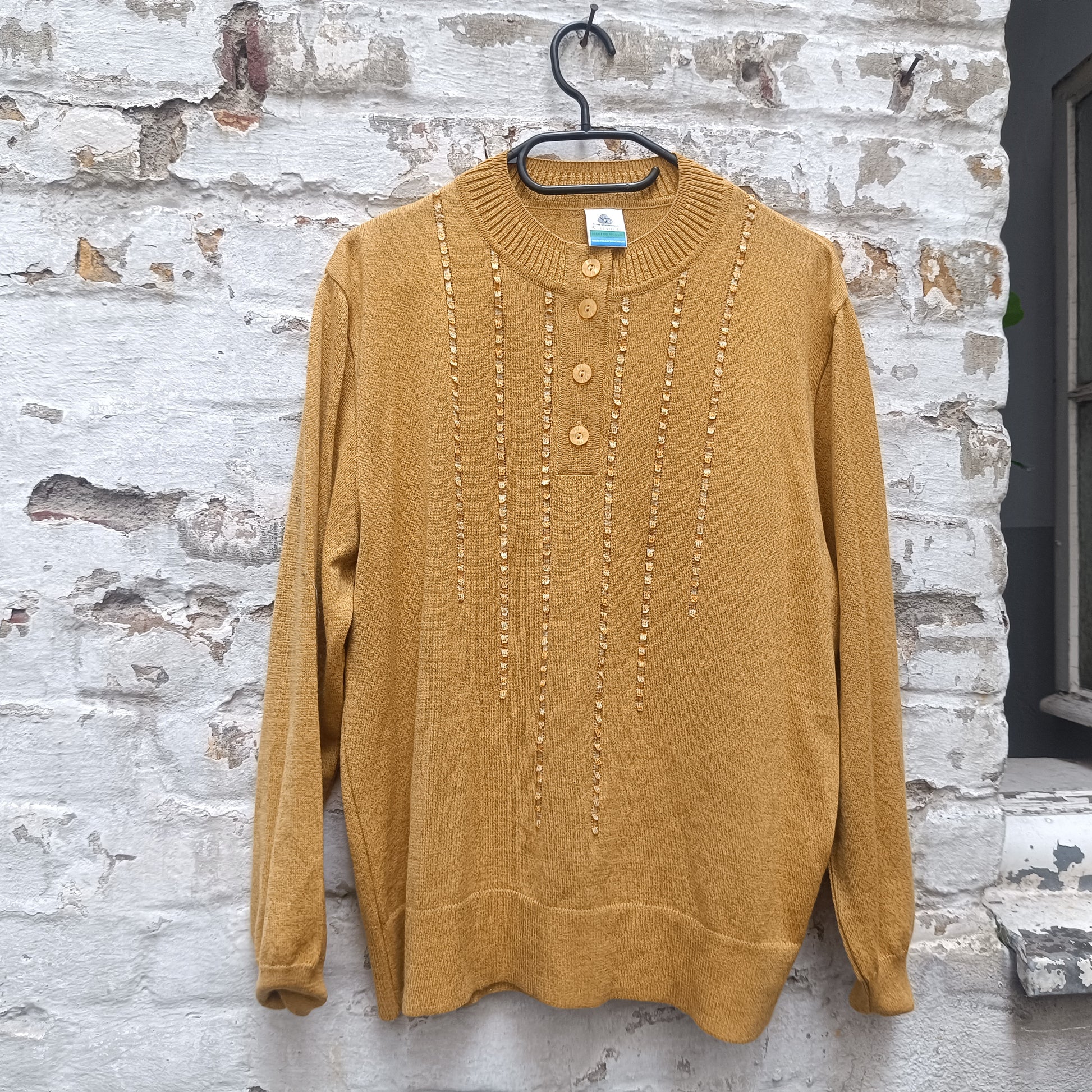 Vintage Wool Knit Skirt Set | 1980s Mustard Yellow Two Piece M