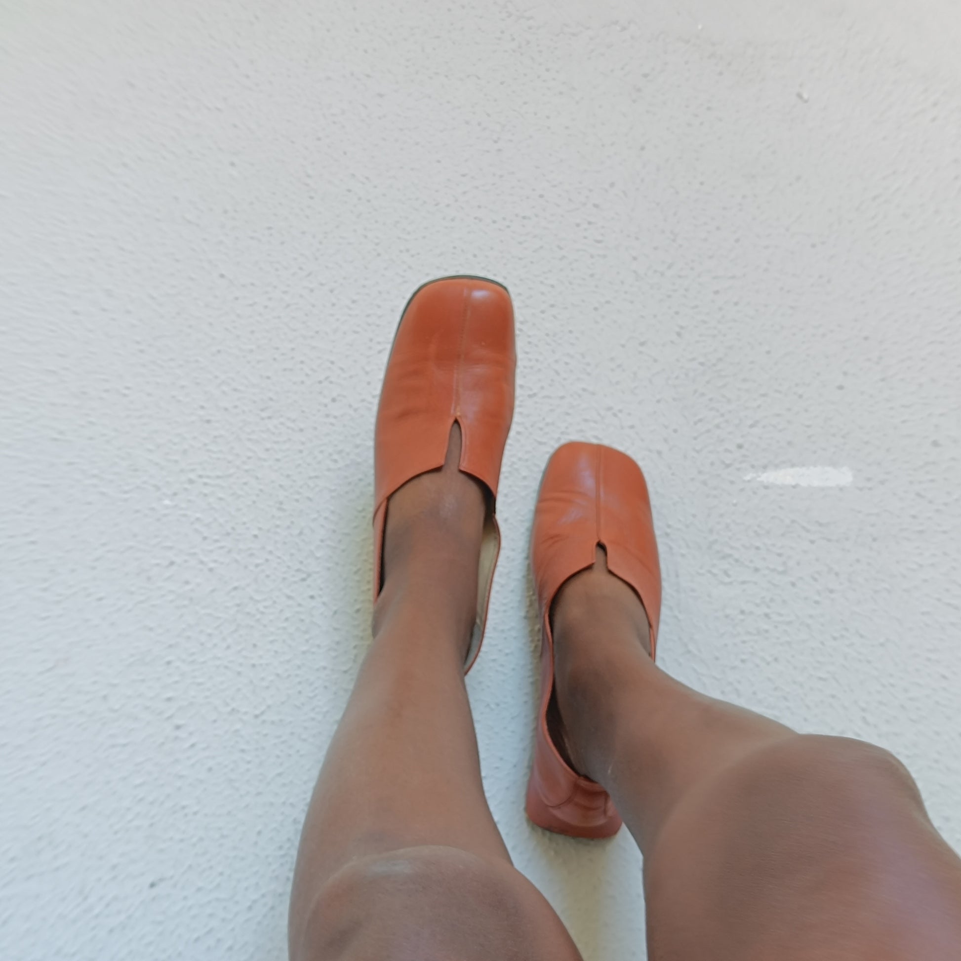 Brunate Vintage 90s Italian Terracotta Leather Square Toe Loafers 38