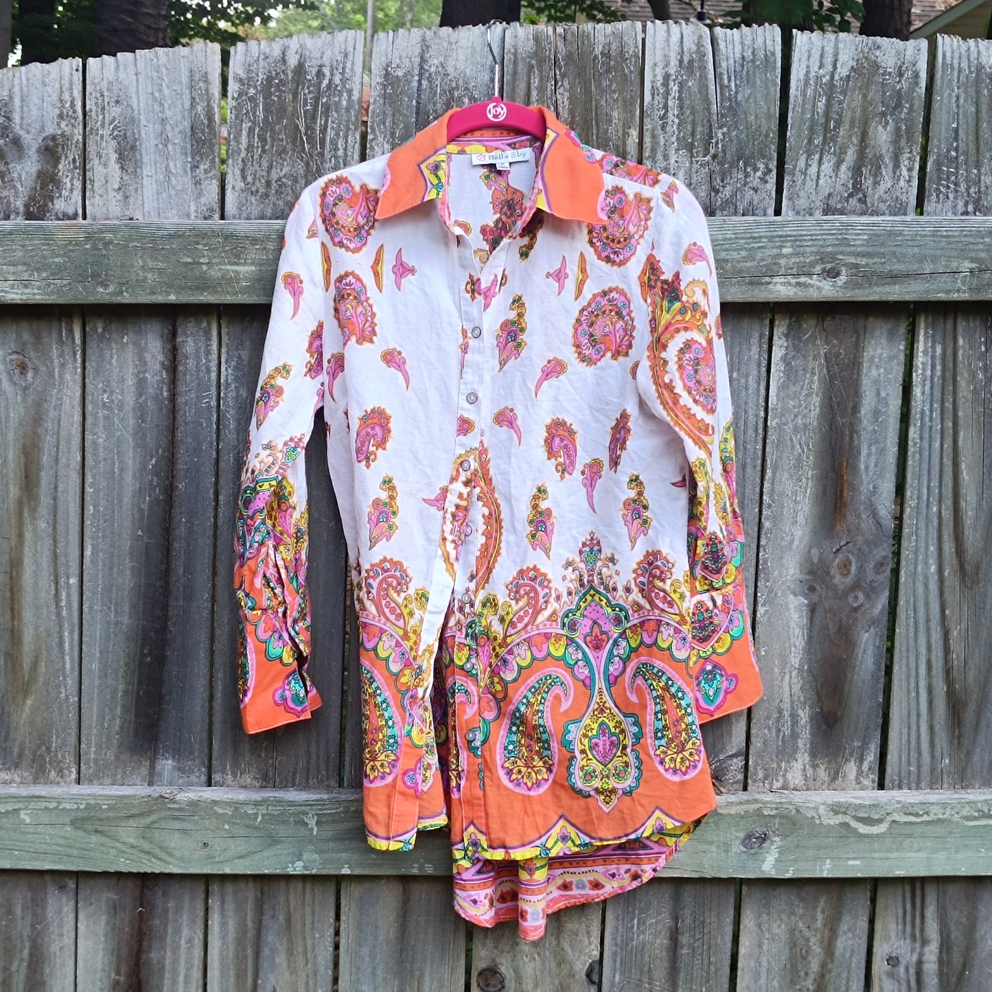Bella Sky 70s Style Paisley Cotton Shirt