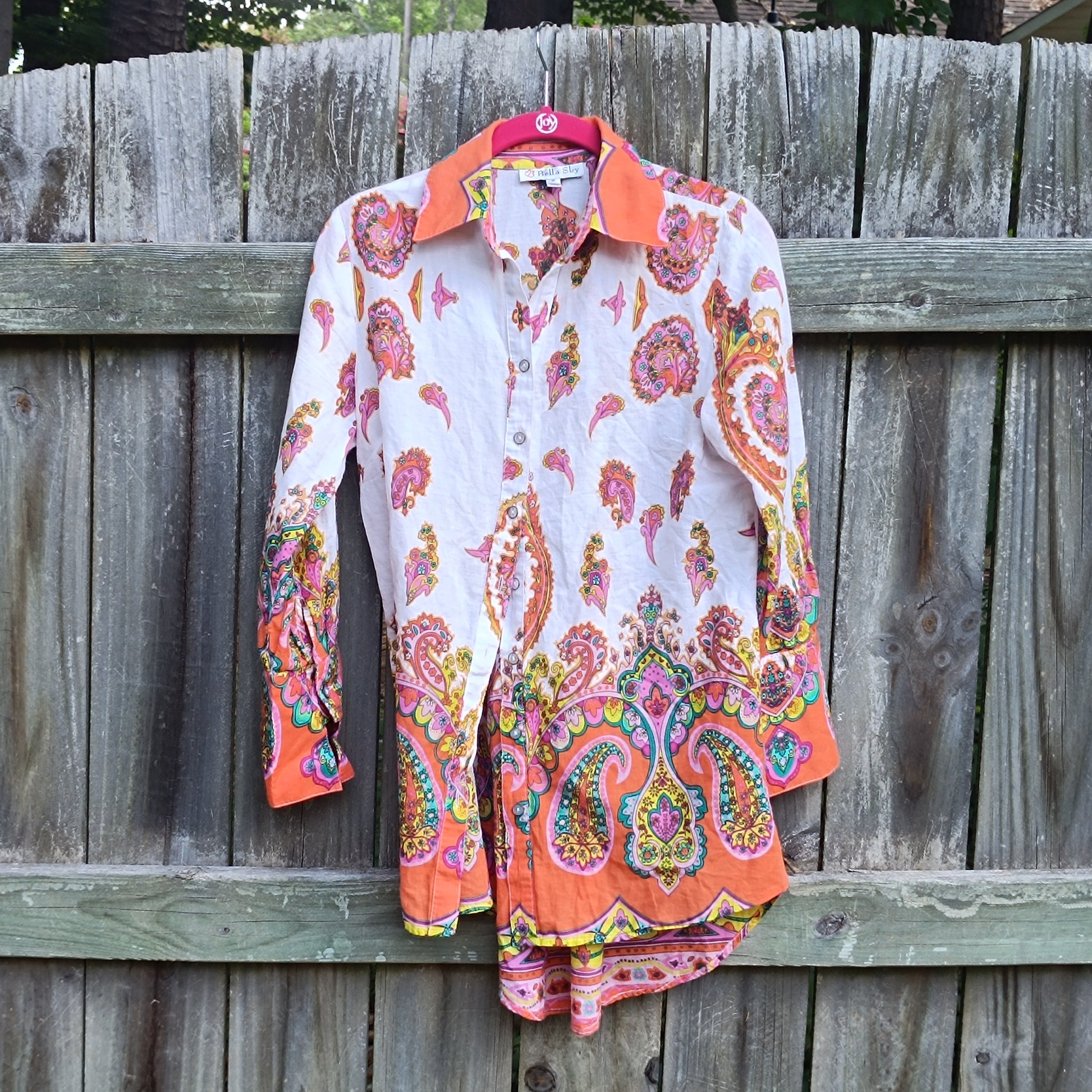 Bella Sky 70s Style Paisley Cotton Shirt