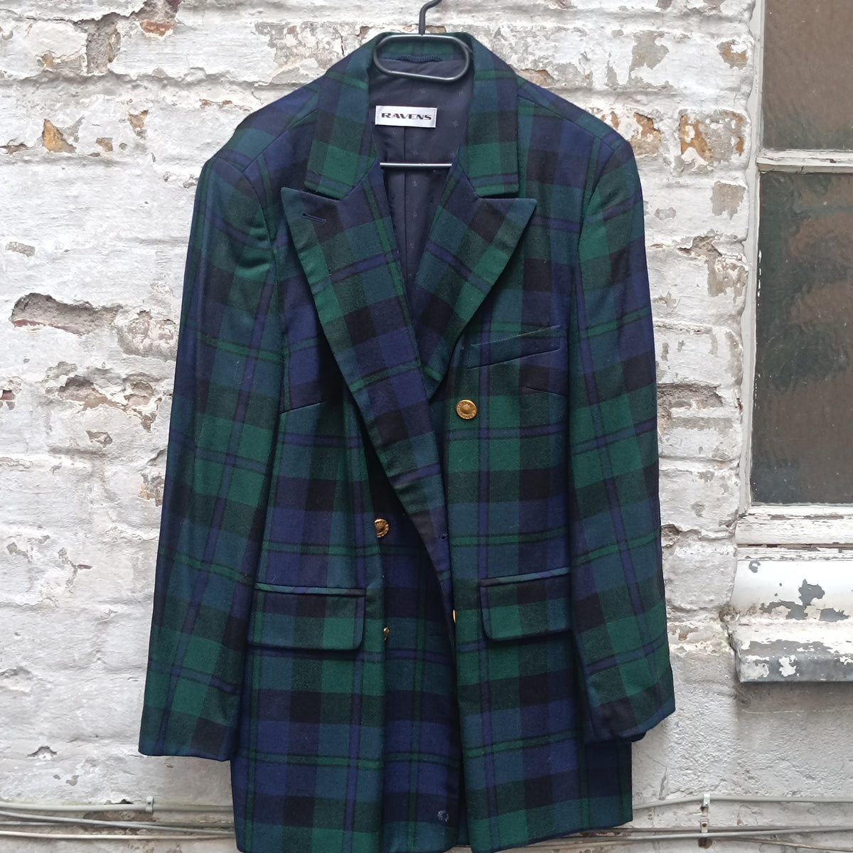 Plaid Wool Blazer | Vintage 80s 90s Black Watch Tartan Jacket L