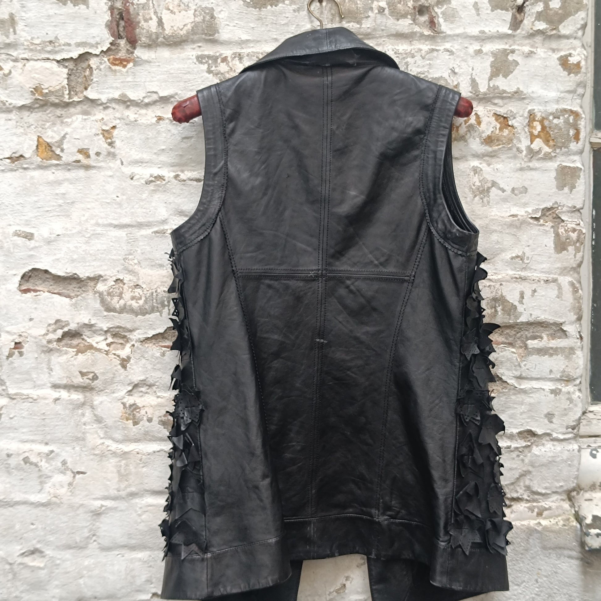 ESCADA SPORT Black Leather Vest - Vintage 90s Applique Waistcoat | M/L