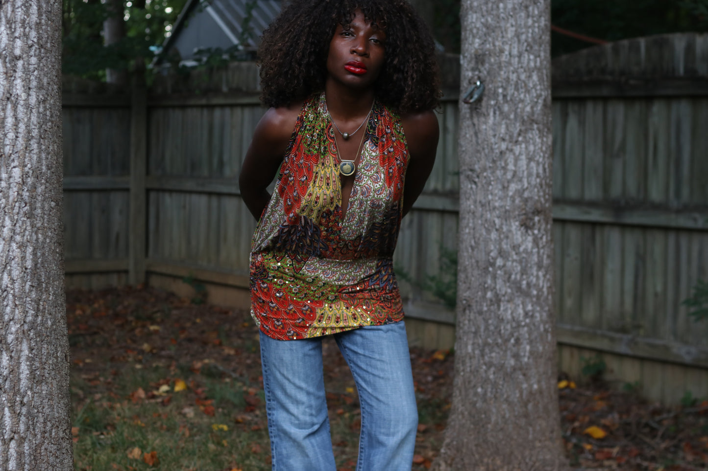 Vintage 2000s Halter Neck Top - Y2K Sequin Boho Tunic Shirt