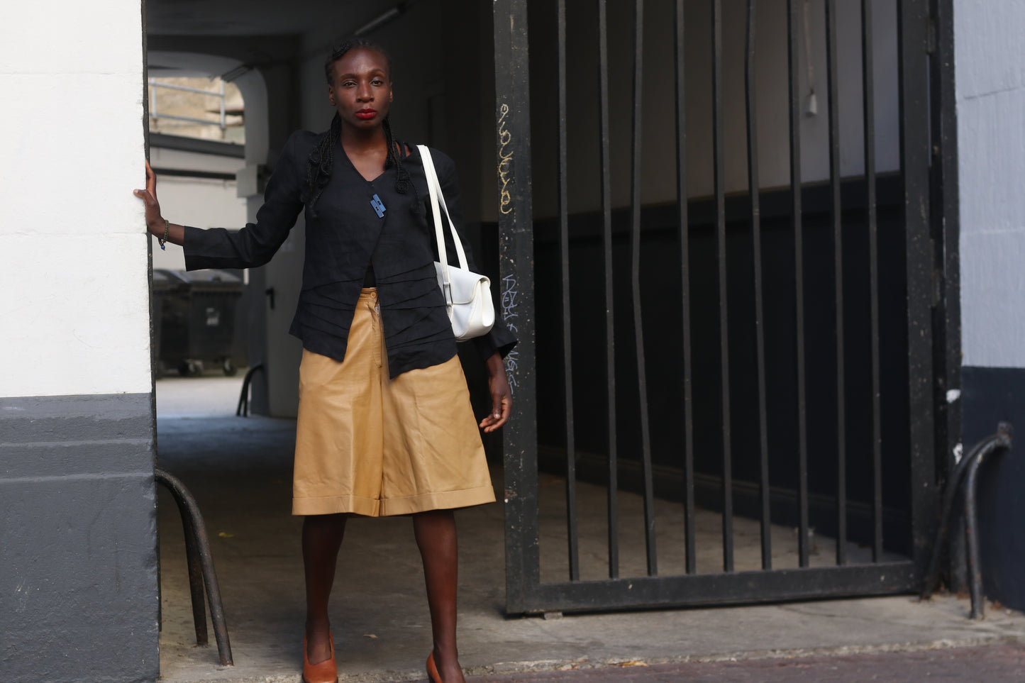 Linen Jacket 90s Minimalist Black Pleated Blazer Fits S EU 36