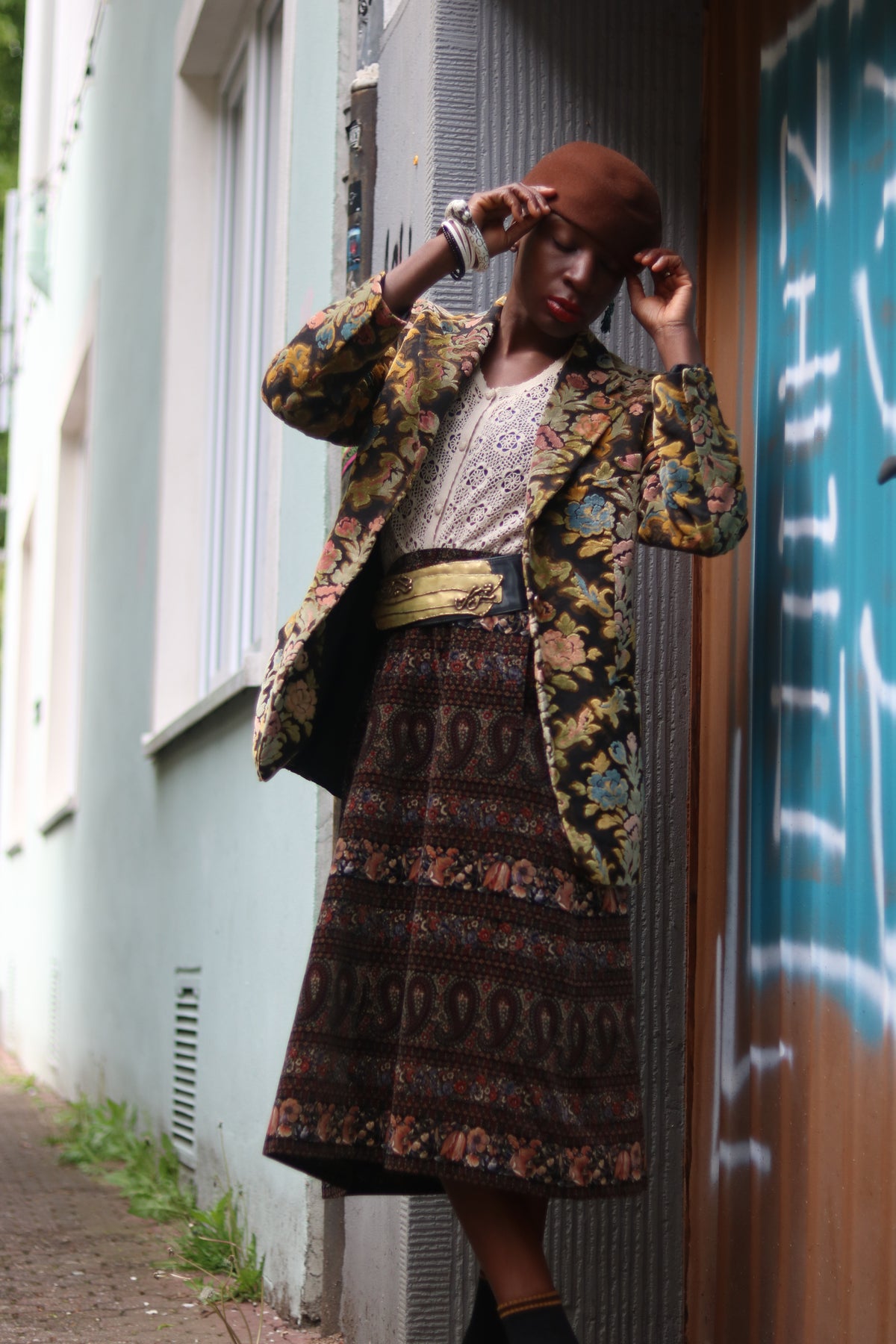 Blondes Italy floral tapestry blazer, size 42