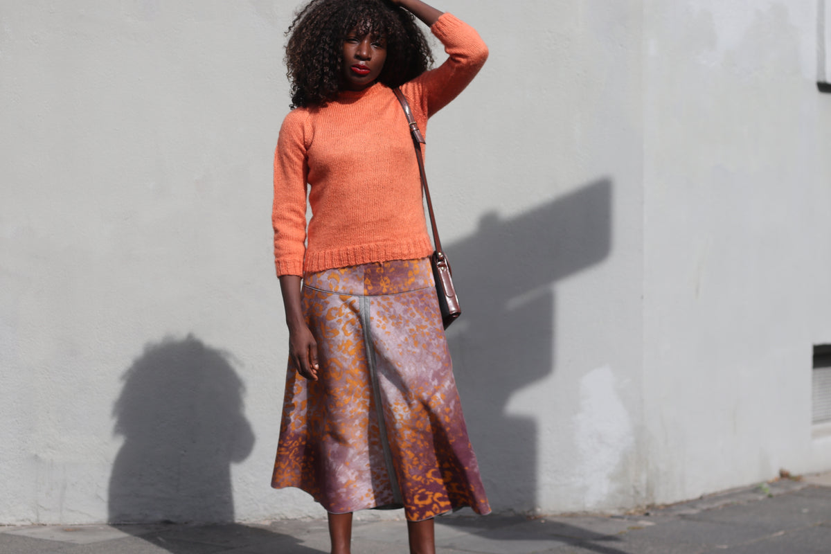 Vintage Orange Knit Jumper | 70s Crewneck Sweater XS