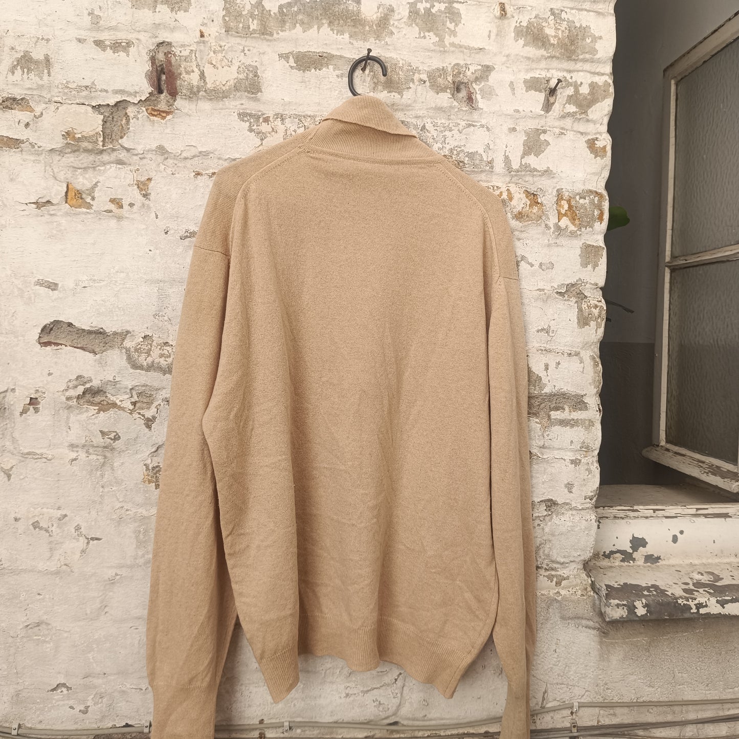 Cashmere Turtleneck Sweater | Vintage 90s Cream Roll Neck Jumper | Fits M/L