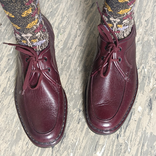 Vintage Leather Shoes | Dark Burgundy Oxford Loafers | Size EU 41 US 7.5