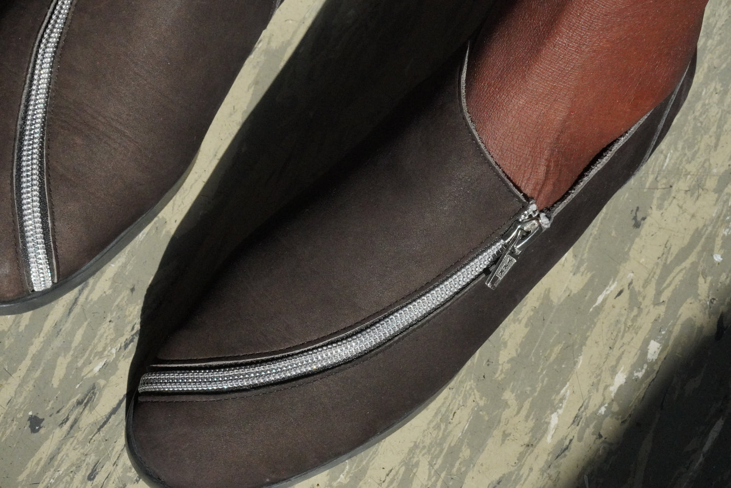 Vintage Arche Brown Nubuck Leather Zipper Ankle Boots Minimalist French Shoes 90s