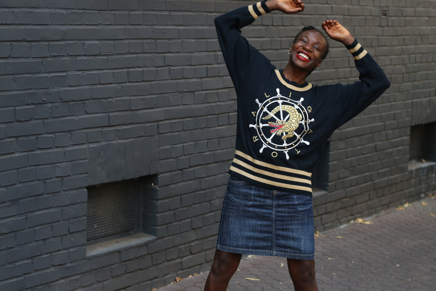 Vintage Escada Alligator Sweater | 80s Nautical Knit Jumper - M