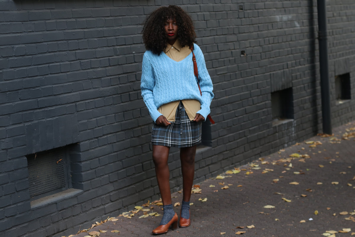 St John's Bay V-Neck Cable Knit Sweater | Y2k Sky Blue Jumper
