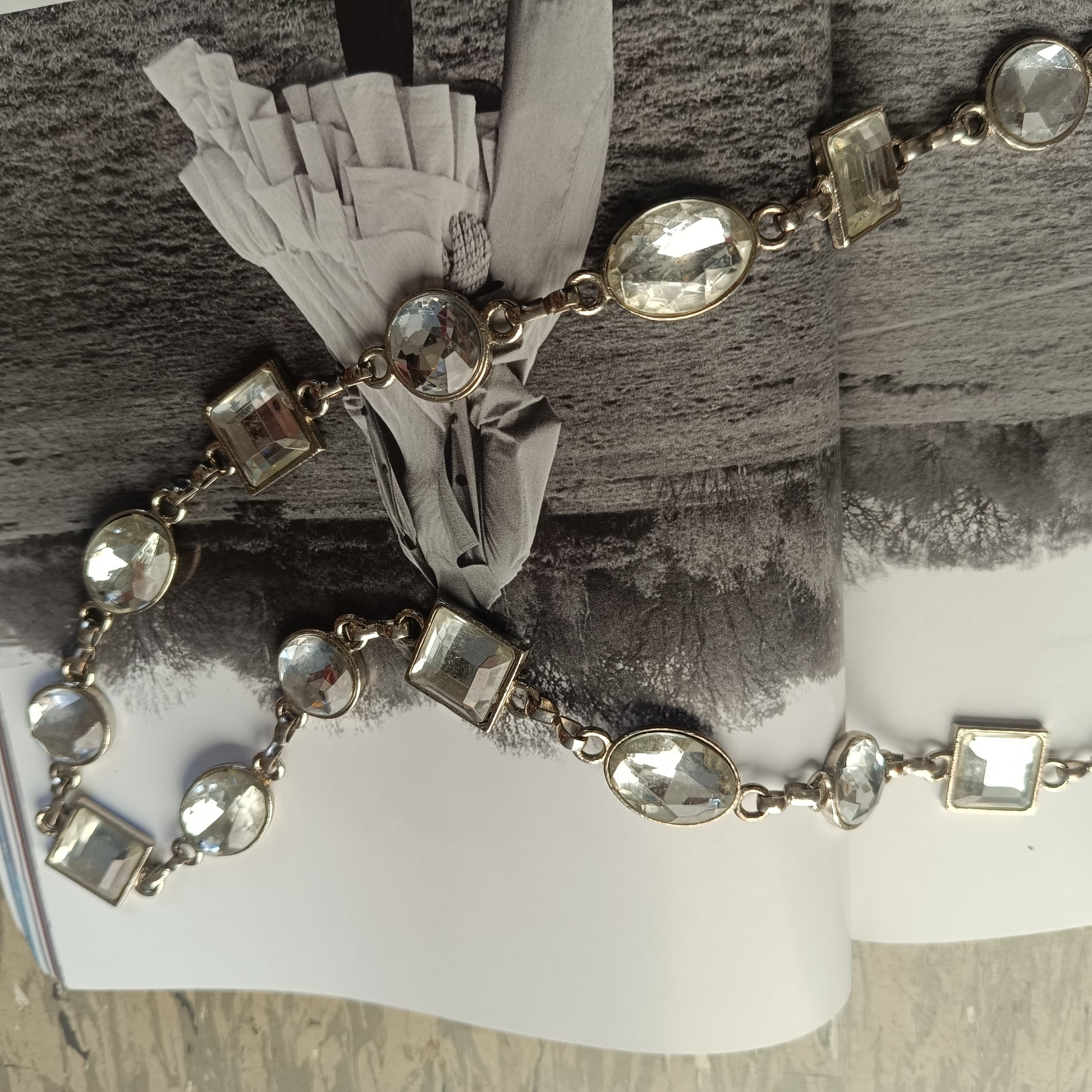 Vintage Y2k Rhinestone Belt | Adjustable Clear Crystal Chain Belt