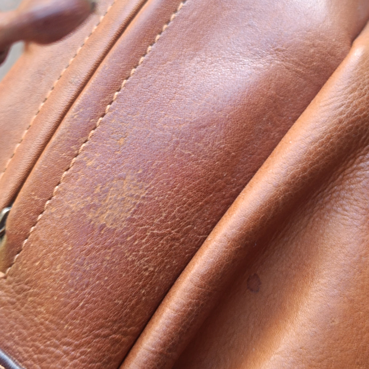 Vintage Cognac Leather Bucket Bag | 80s Drawstring Crossbody Purse