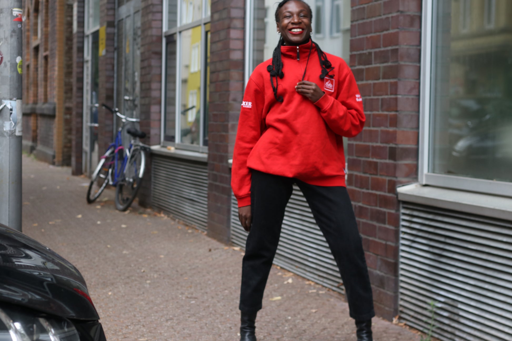 Vintage Quarter Zip Sweatshirt - 90s Red Workwear Pullover | Fits M/L