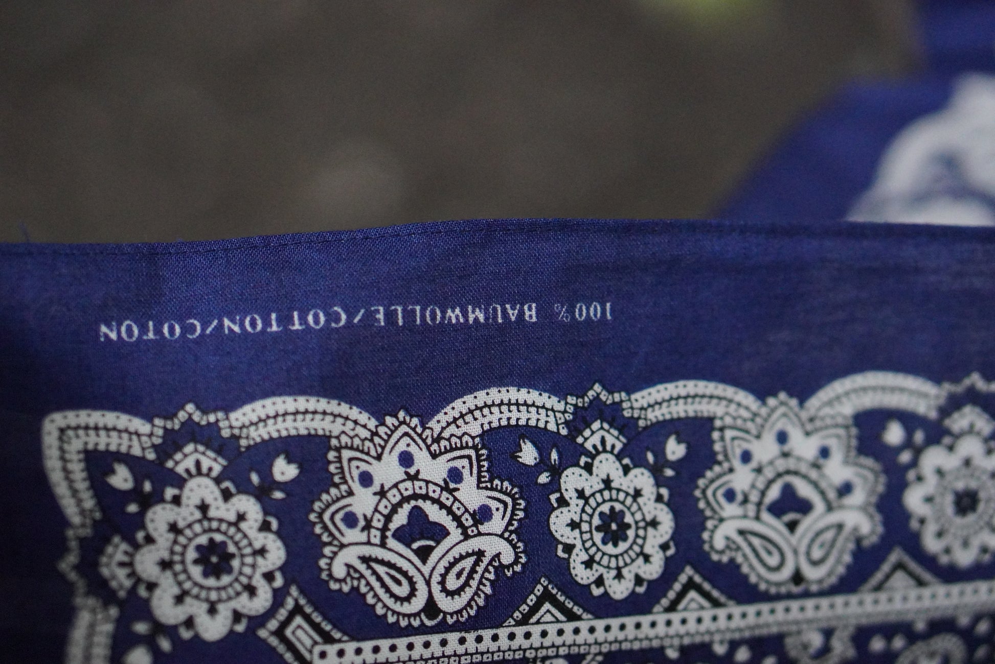 Vintage 1970s Blue Bandana Cotton Paisley Scarf Handkerchief Made in Germany Art