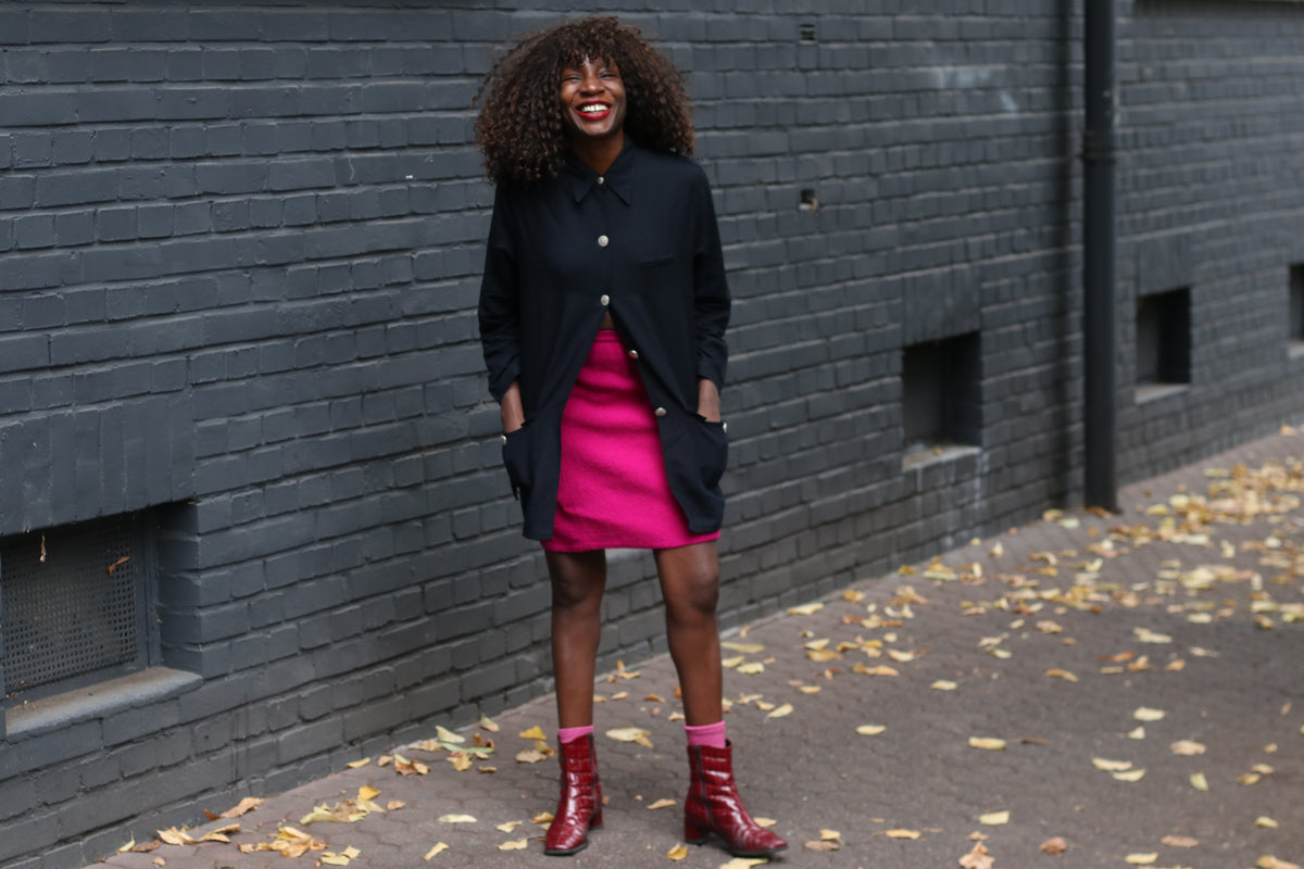Vintage Black Oversized Utility Jacket | 90s Shirt Coat M/L