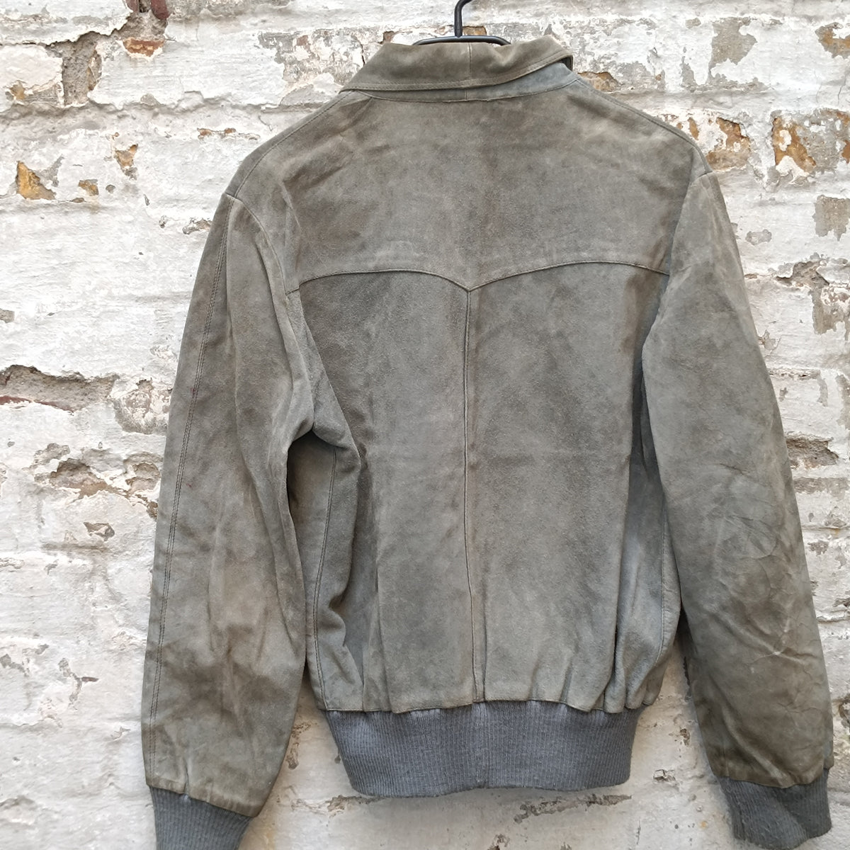 Suede Bomber Jacket | Vintage 70s Grey Suede Flight Coat | Size M