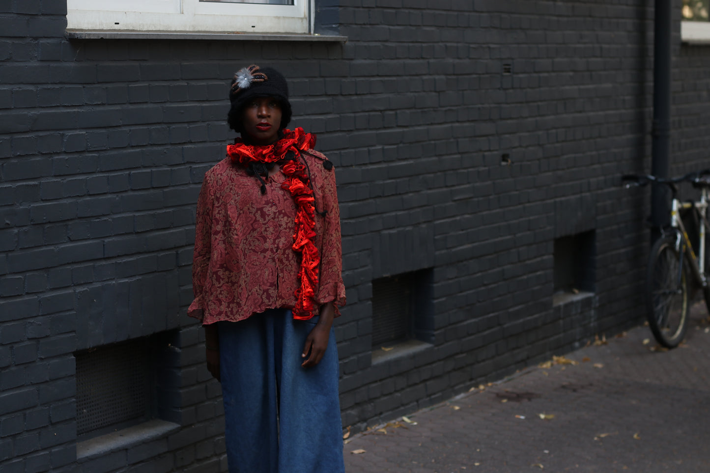 Vintage Silk Paisley Blouse | Plus Size 90s Red Ruffle Top 