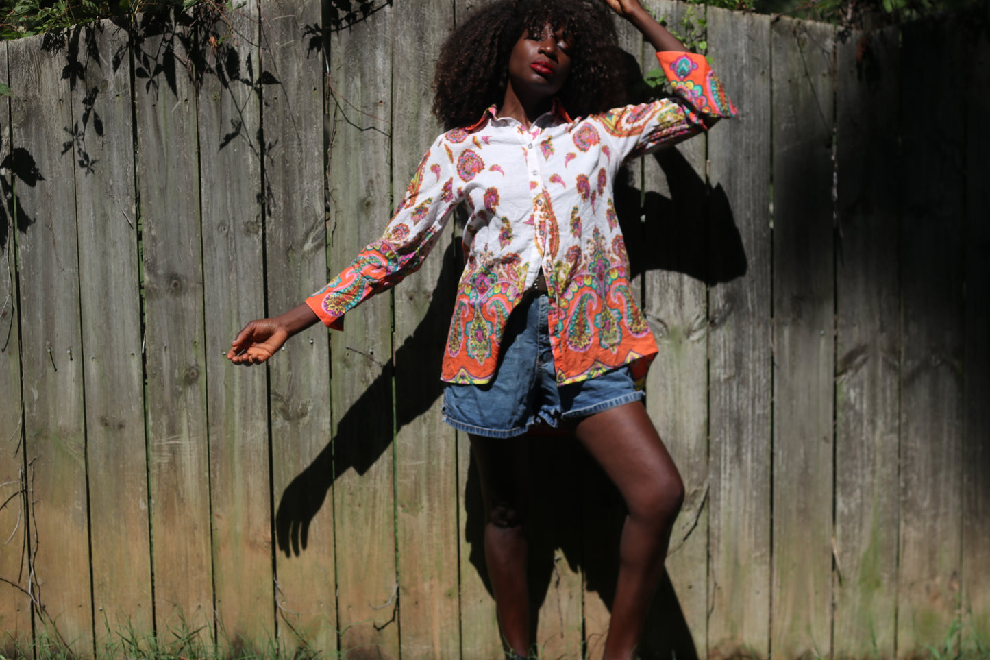 Bella Sky 70s Style Paisley Cotton Shirt