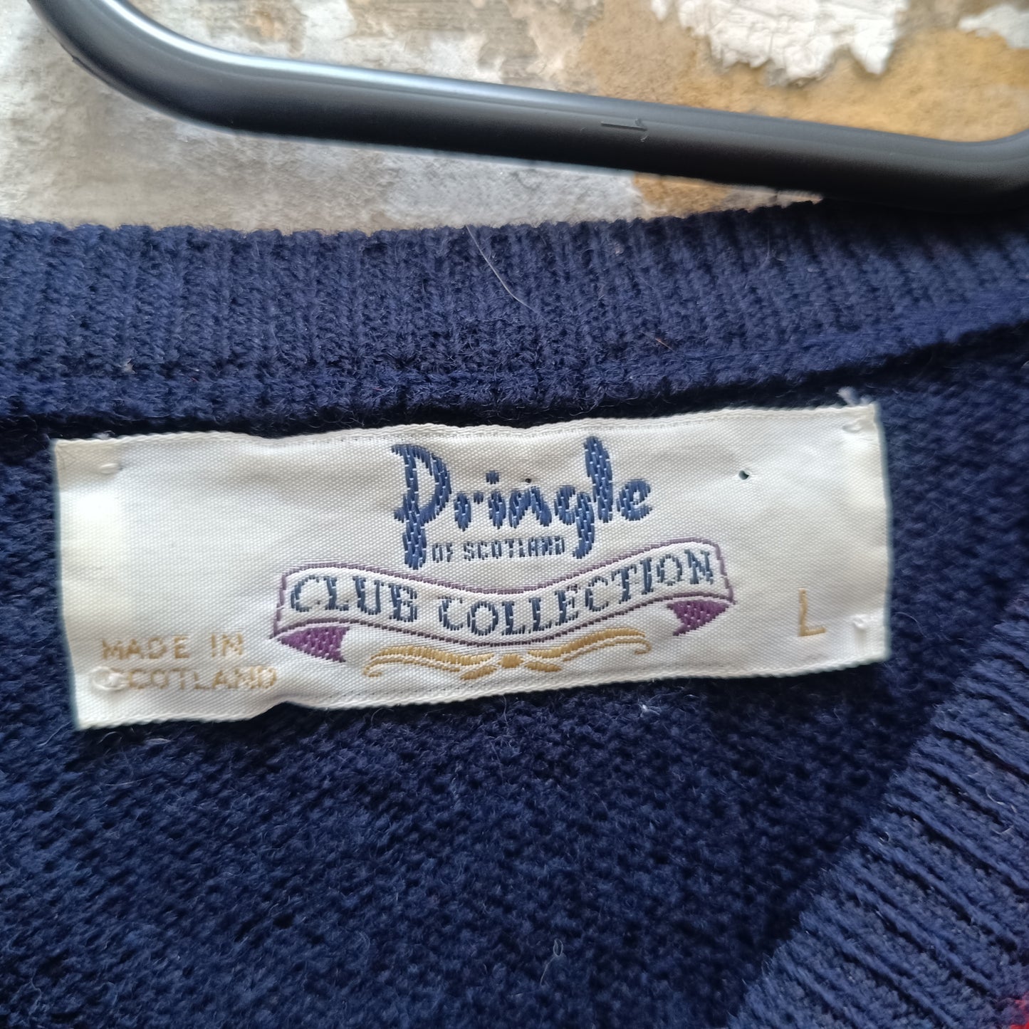 Argyle Wool Jumper | Vintage 90s Pringle Scotland Pullover L
