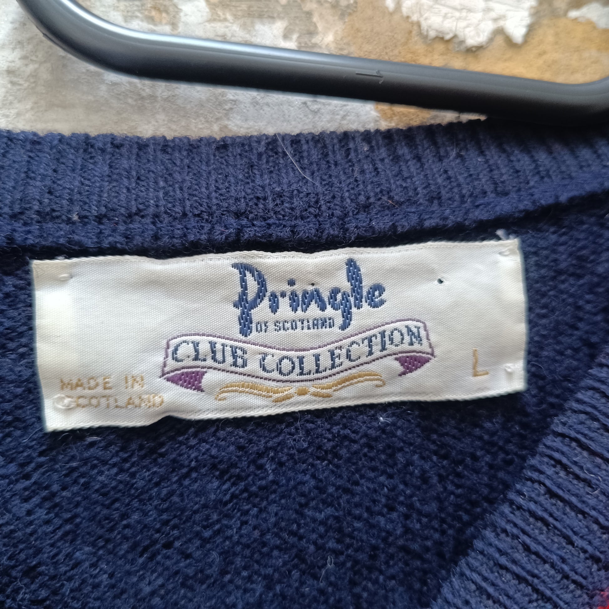 Argyle Wool Jumper | Vintage 90s Pringle Scotland Pullover L