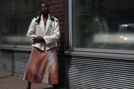 JOBIS Vintage Mohair Wool Jacket - 80s Cream Knit Cardigan Blazer
