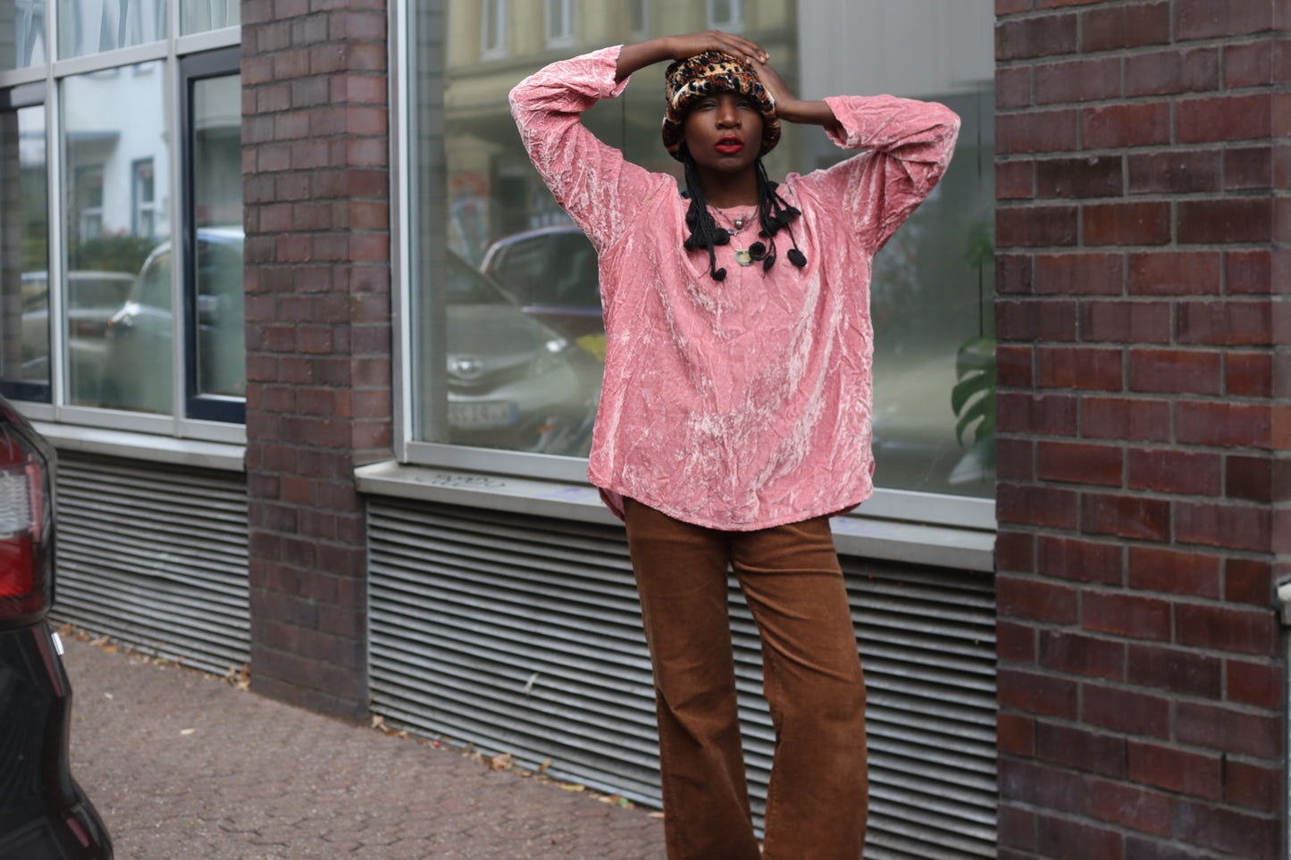Crushed Velvet Top | Vintage Y2K Dusky Pink Long Sleeve Shirt | XLT