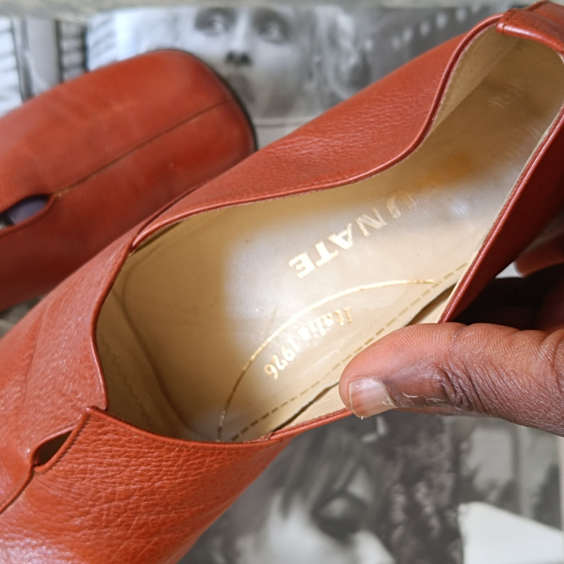 Brunate Vintage 90s Italian Terracotta Leather Square Toe Loafers 38