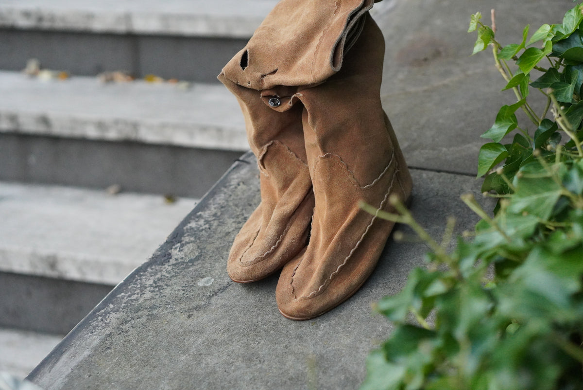 Vintage Boots | Y2K Boho Suede Slouchy Boots | Tan Camel EU 39