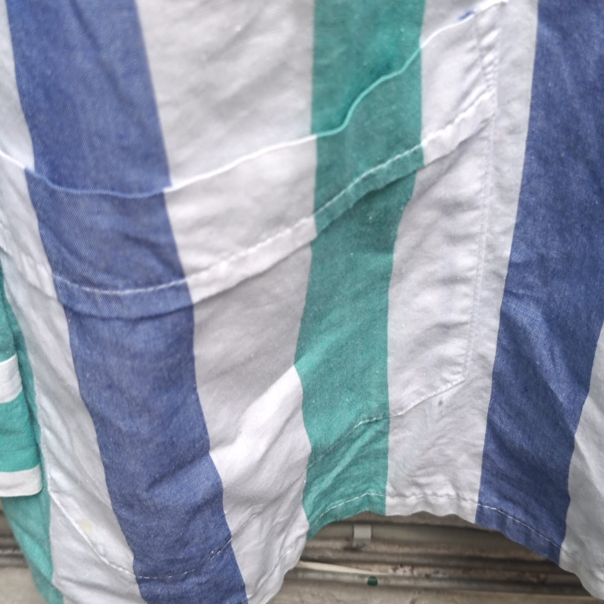 Striped Cotton Shirt Jacket - 80s Vintage Oversized Overshirt | L