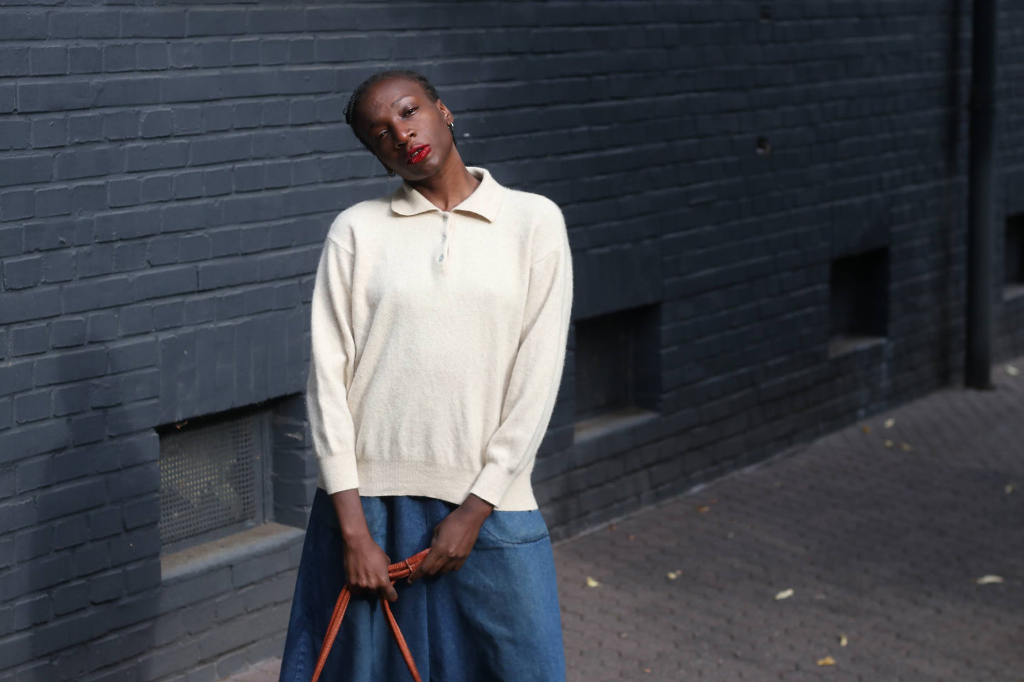 Vintage Beige Cashmere Polo Sweater - 90s Italian Cashmere Jumper XS-S