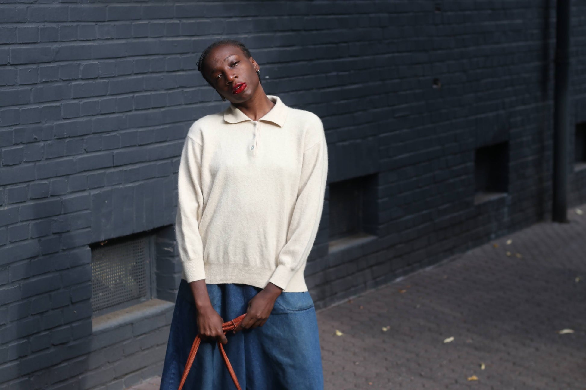 Vintage Beige Cashmere Polo Sweater - 90s Italian Cashmere Jumper XS-S