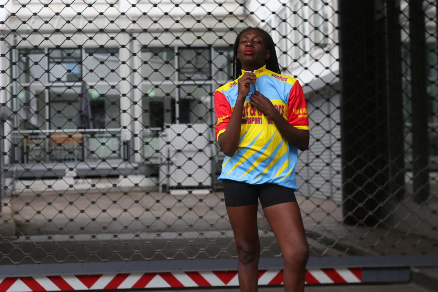 Vintage Y2K Vlot & Winters Cycling Jersey - Yellow/Blue/Red