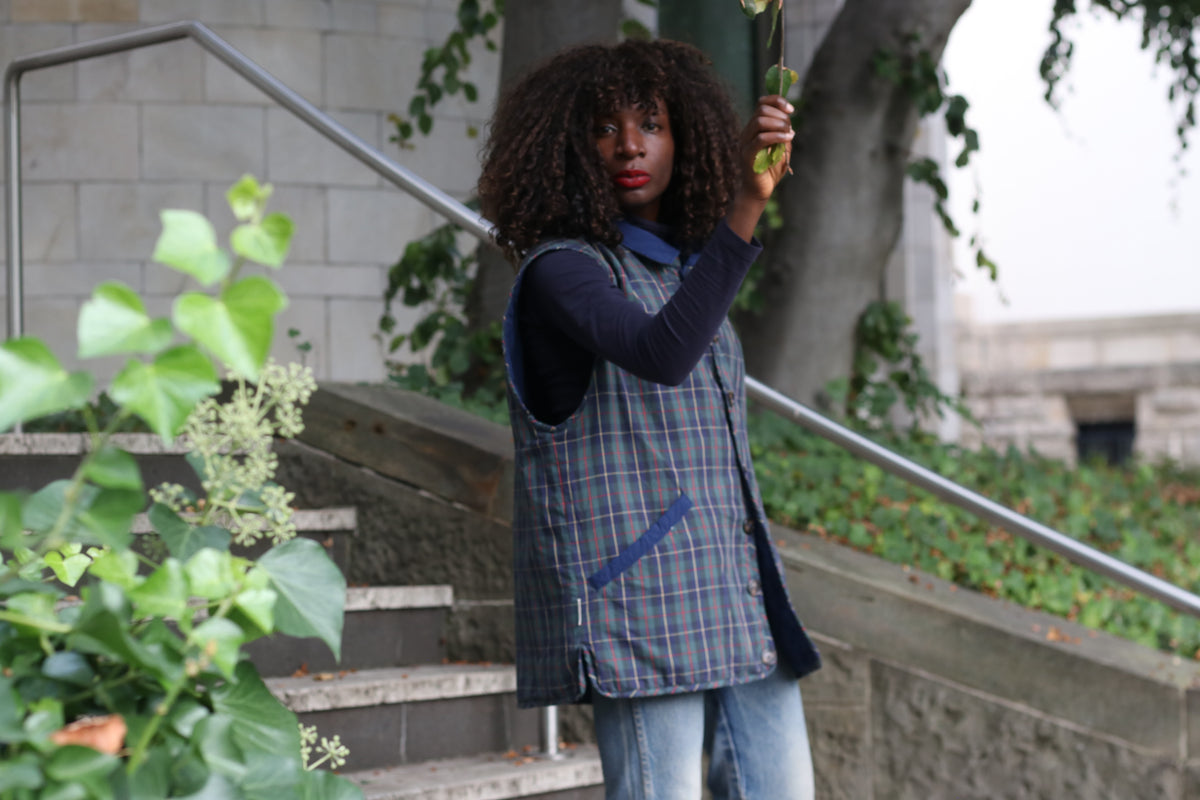 Vintage Reversible Quilted Vest | 90s Tartan Gilet | M