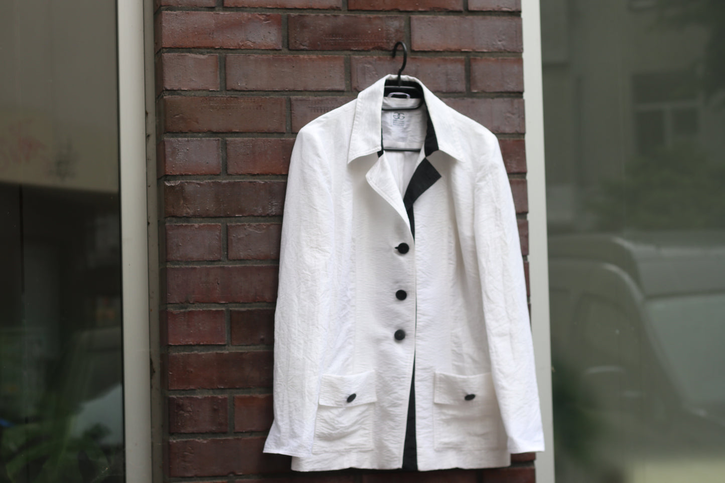 Gabi Garske Vintage 1980s White Crinkle Blazer Berlin Designer Avant Garde Jacket