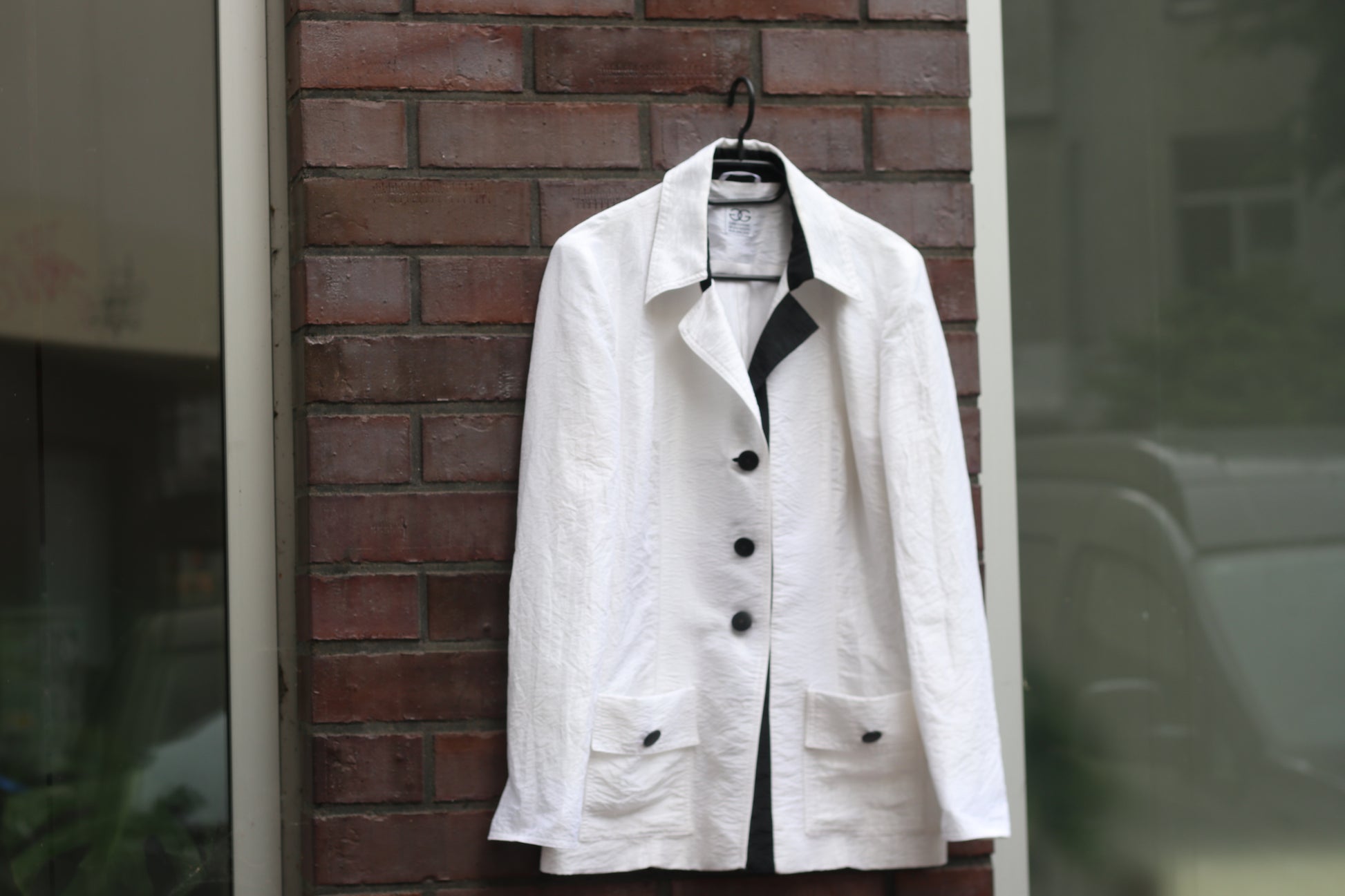Gabi Garske Vintage 1980s White Crinkle Blazer Berlin Designer Avant Garde Jacket