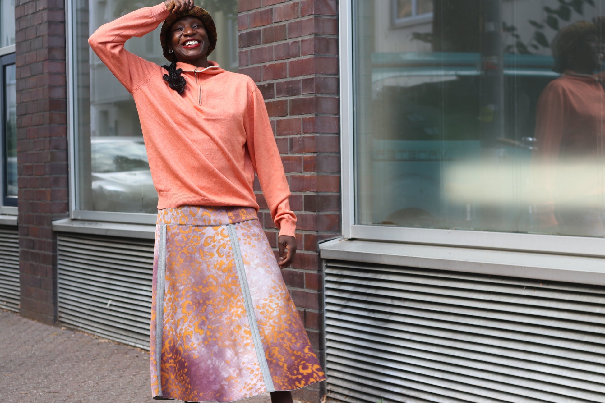 SØR Avongelli Vintage Silk Cashmere Orange Quarter Zip Sweater