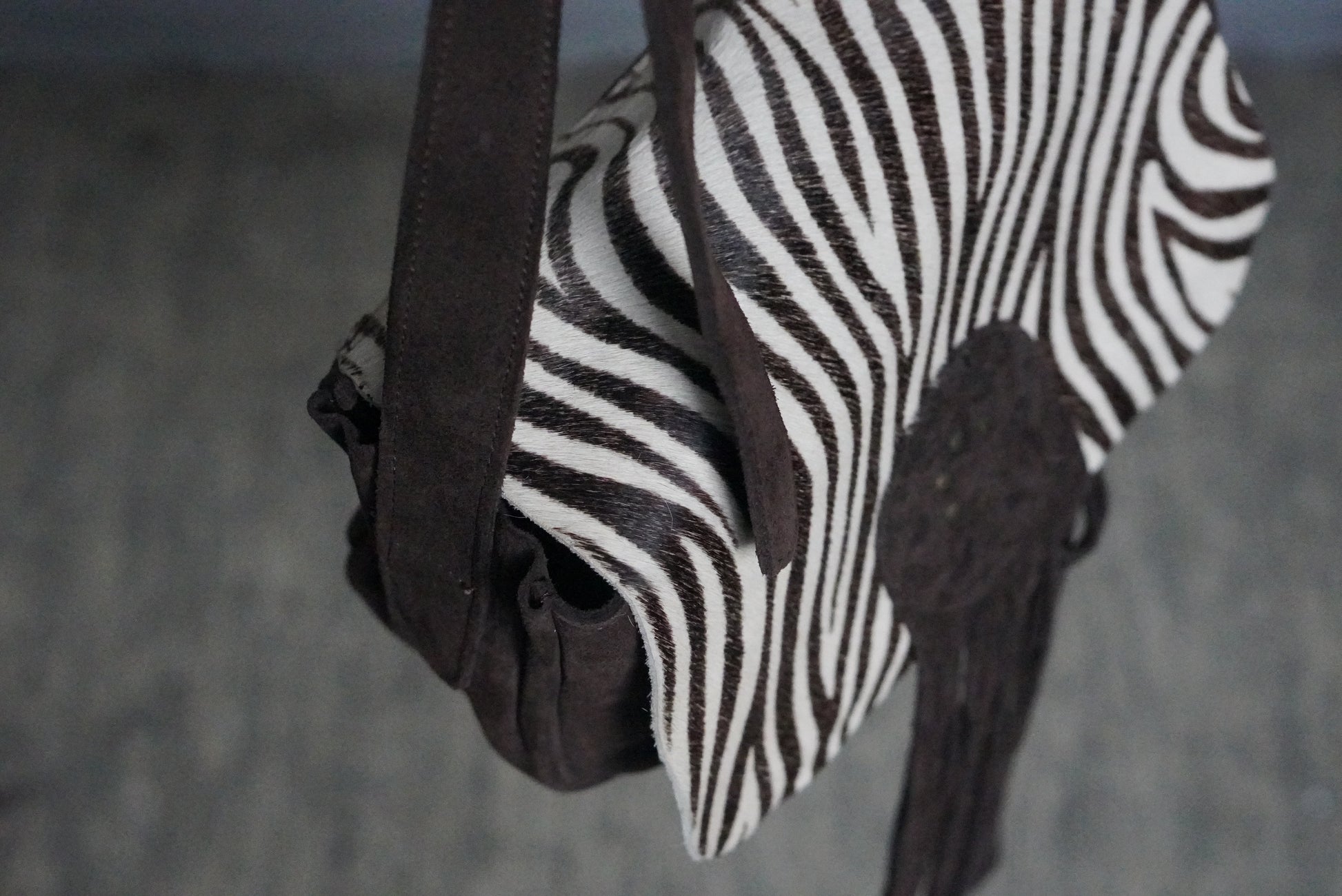 Zebra Print Hair-On Crossbody Bag - Vintage Y2K Suede Fringe Purse