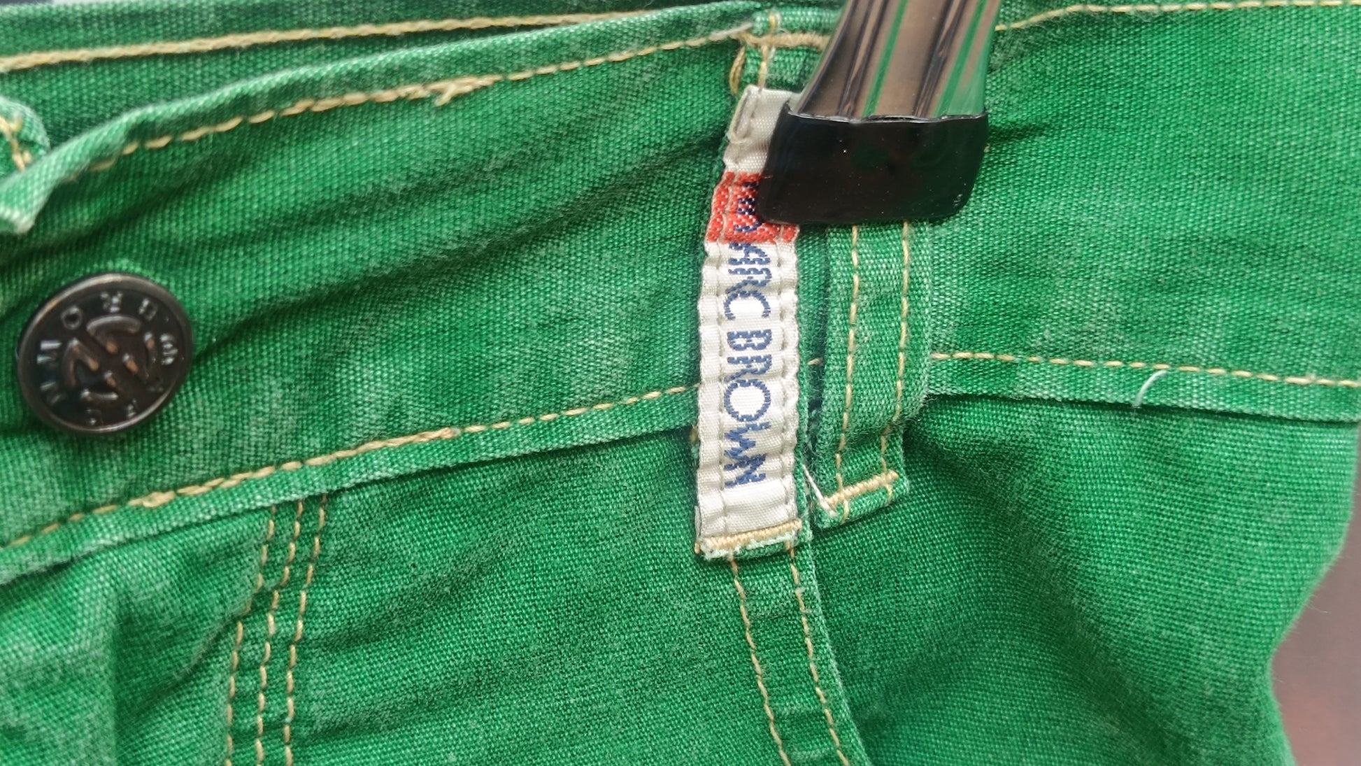 Marc Brown Vintage 90s High Waisted Green Jeans - Straight Leg Denim