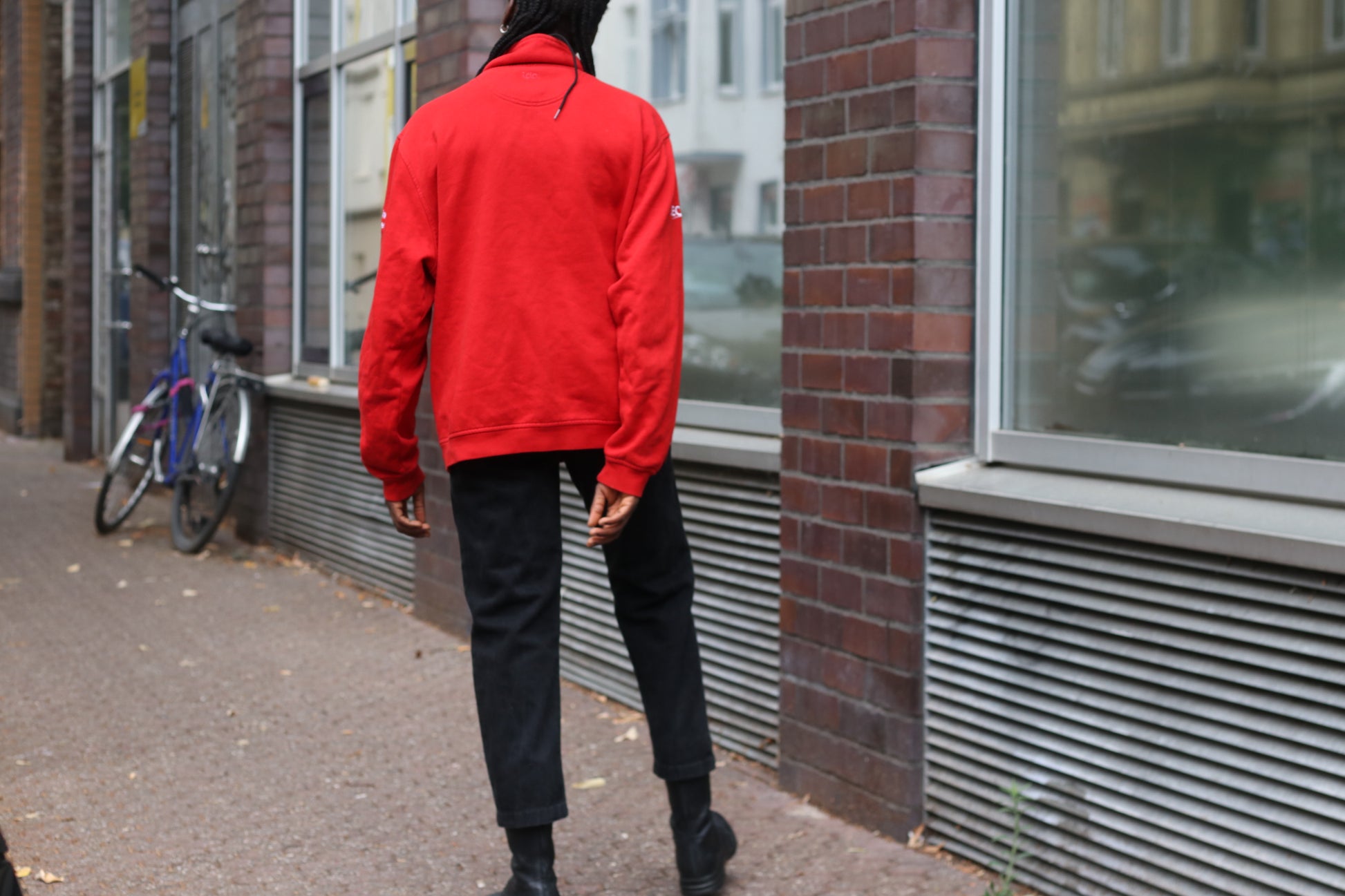 Vintage Quarter Zip Sweatshirt - 90s Red Workwear Pullover | Fits M/L