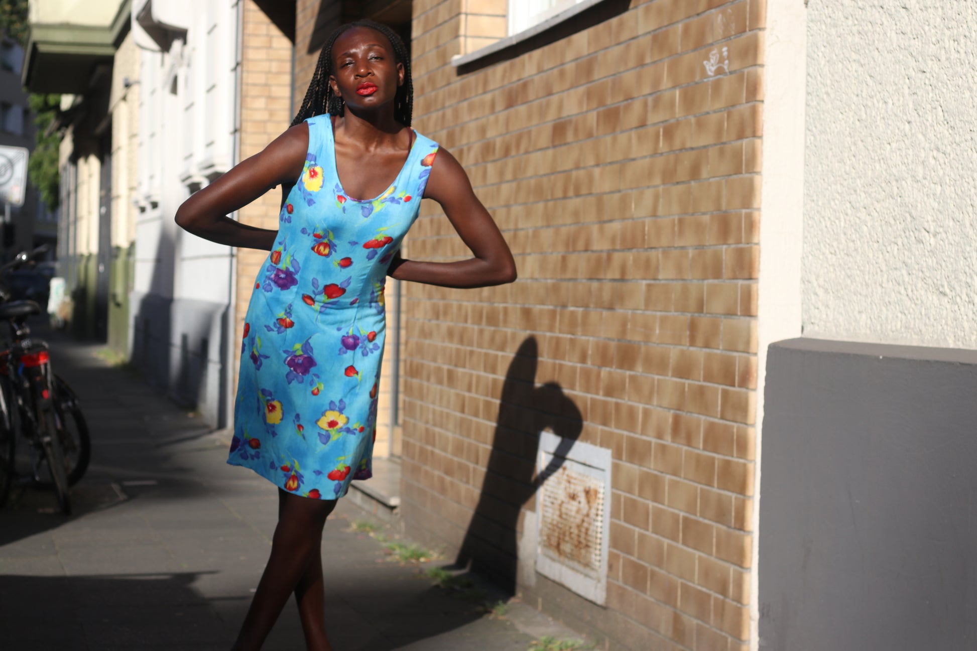 Vintage 90s Floral Dress Blue Sleeveless Summer Sundress Mini Dress Grunge Cute