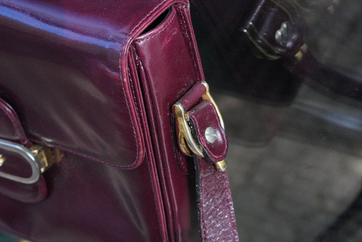 Vintage Burgundy Leather Crossbody Bag 70s Retro Shoulder Bag Classic Maroon Purse