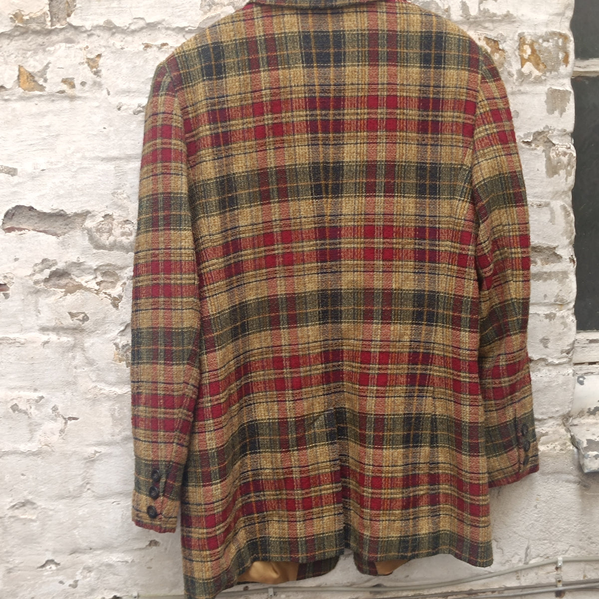Vintage Plaid Wool Blazer | 90s Checked Oversized Jacket M/L
