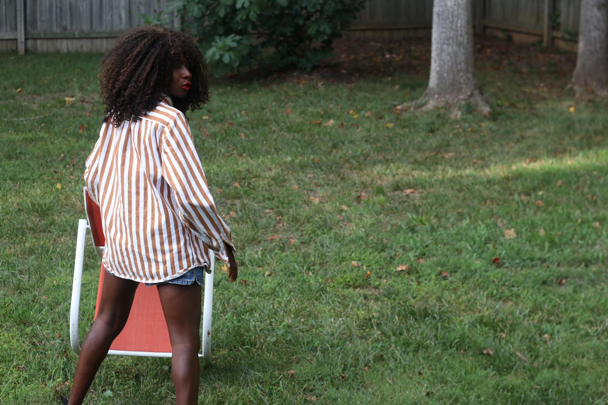 Pull and Bear Vintage y2k Brown Striped Cotton Button Down Shirt