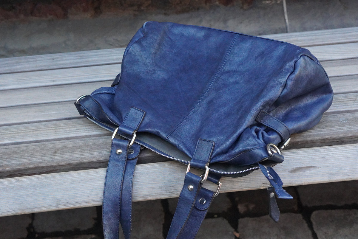 Leather Shoulder Bag - 2000s Y2K Indie Sleaze Style - Navy Blue | One Size