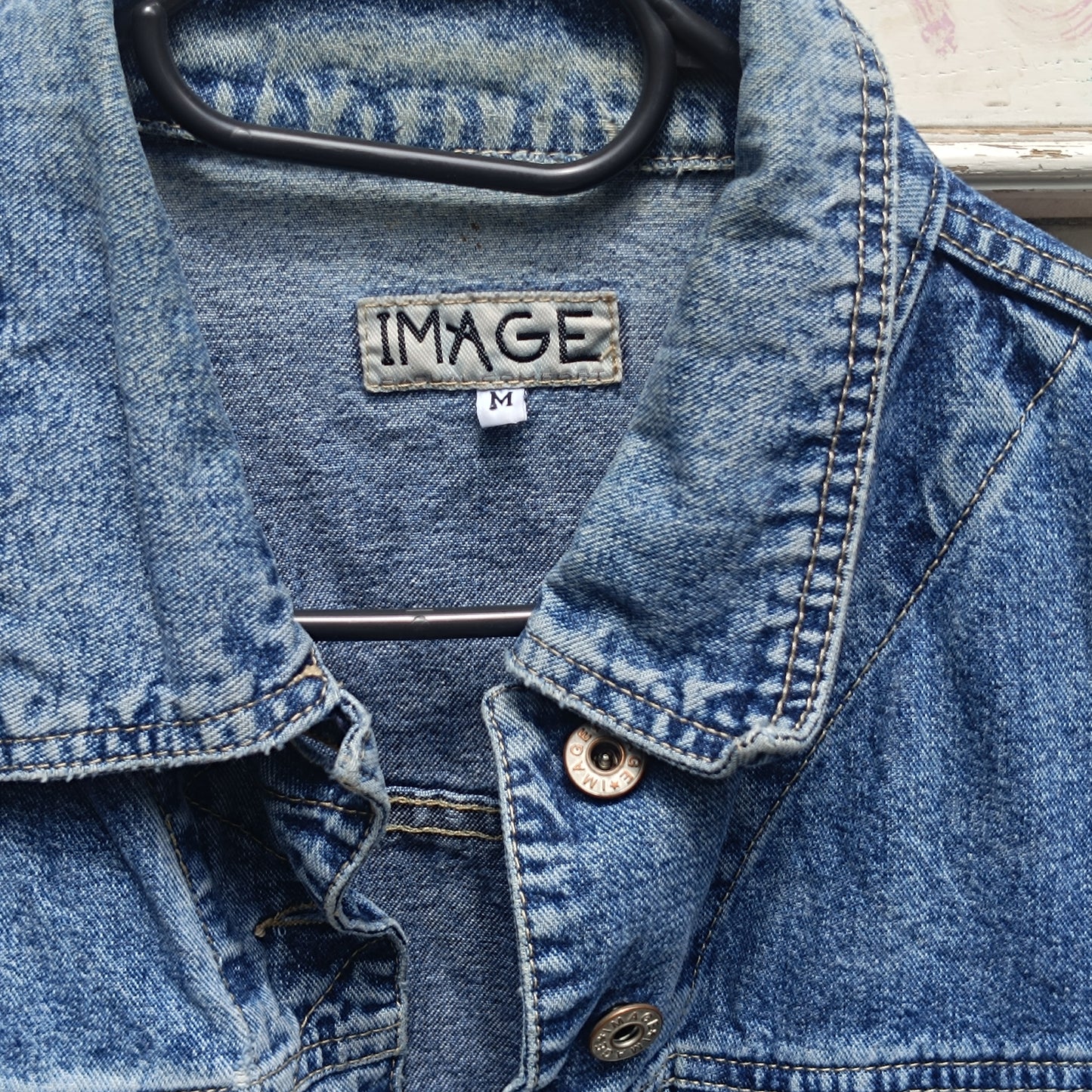 Vintage 1990s Denim Jacket Classic Light Wash Jean Trucker Jacket Retro Coat S M