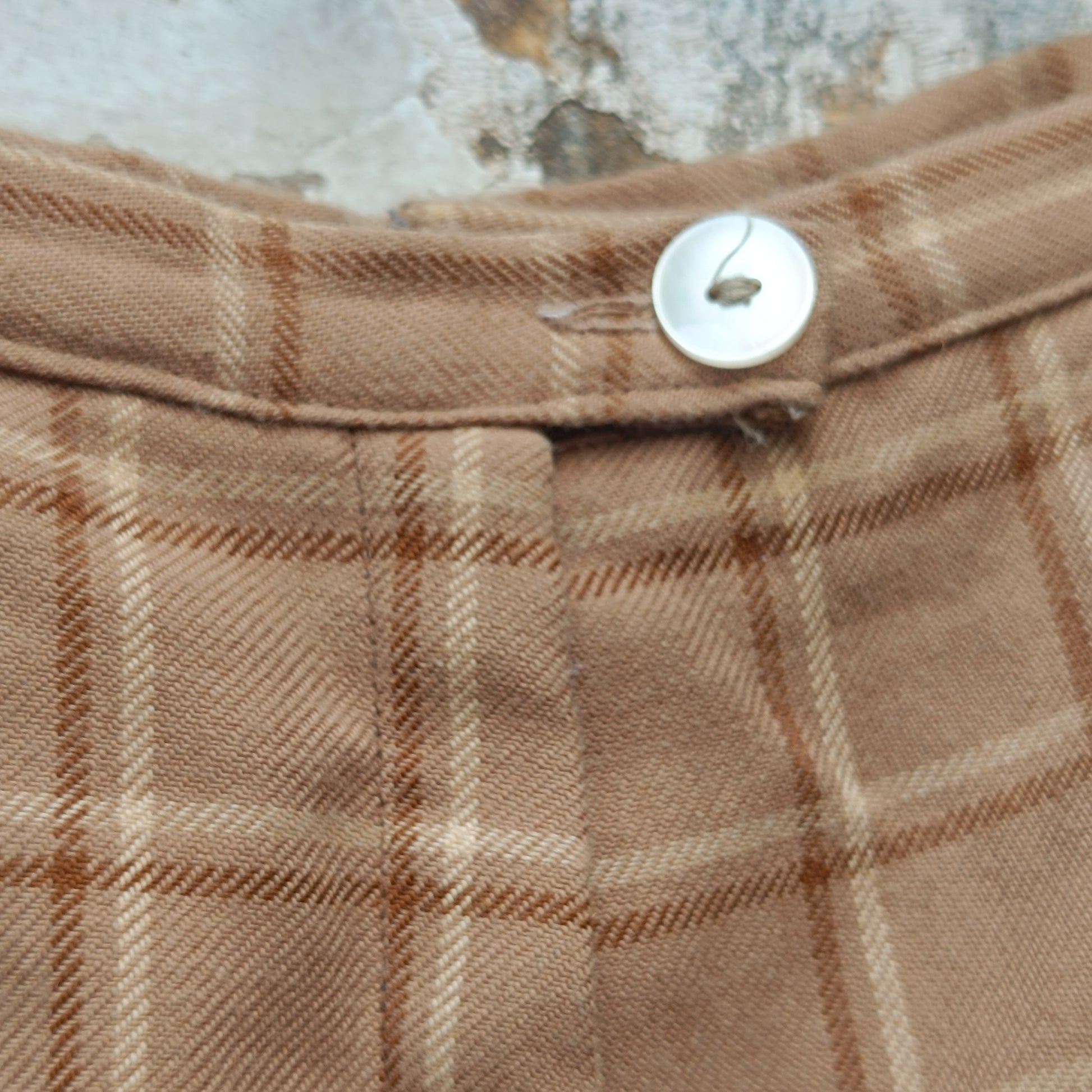Plaid Trousers Vintage 70s Beige High Waisted Pants | Fits XS to S
